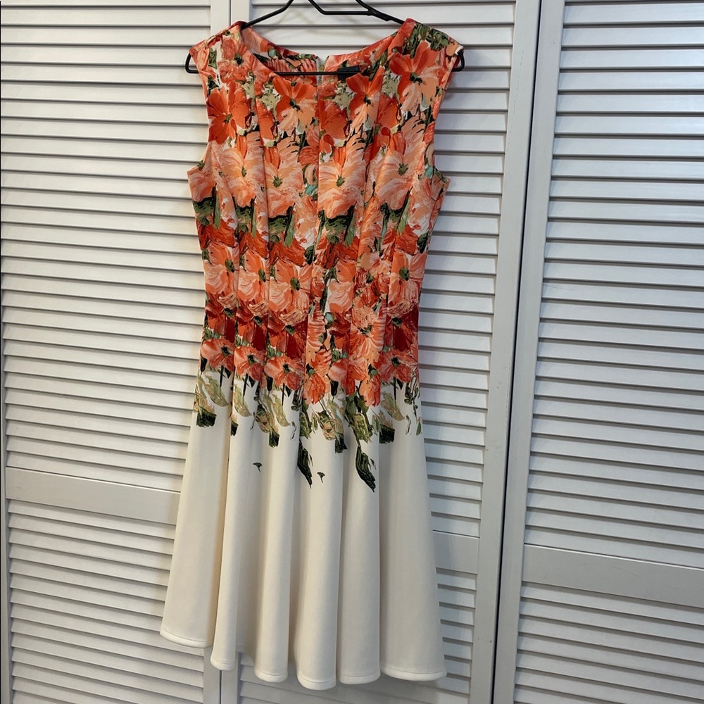 Like new Gabby Sky Sleeveless A Line Salmon Colored Floral Dress Like New Size 6